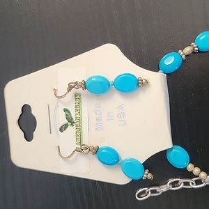 Turquoise Jewlery Set Beaded Earrings Necklace and Bracelet